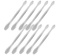 SOIMISS 10 Cucharas de Muestreo de Laboratorio de Acero Inoxidable, Mini Cucharas Prácticas para Tomar Muestras Cabezales Dobles, Paquete de 10 Piezas para Investigación