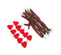 SOIMISS 10 Juegos Mini Christmas Knit Scarves and Hats Tiny DIY Santa Hats Wine Bottle Covers For Dolls Snowman Holiday Crafting Decorations