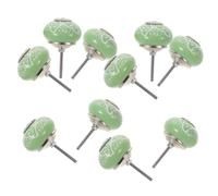 SOIMISS 10 Perillas de Cerámica Verde Redondas para Cajones de 4 Cm, Pomos para Armarios, Tocadores y Muebles, Tiradores Decorativos para Cocina, Baño y Roperos, Paquete de 10 Unidades