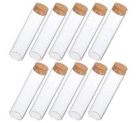 SOIMISS 10 Unidades Tubos de Ensayo de Vidrio Transparente 60ml, Base Plana | Tapones de Corcho, Reutilizables y Resistentes al Calor, para Muestras, Plantas y Laboratorio