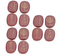 SOIMISS 12piezas Piedras De Palma De Chakra Rojo Natural Para Sanación y Cristales Curativos Grabados Símbolos De Chakra Para Energético y Rituales