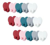 SOIMISS 15 Ganchos Adhesivos sin Perforaciones en Forma de Corazón, Soporte para Gestión de Cables, Organizador Multiusos de Pared, 15 Piezas, para Baño, Cocina y Oficina