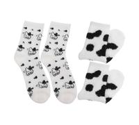 SOIMISS 2 pares Calcetines de Vaca de Dibujos Animados para Mujer Gruesos y Cálidos con Felpa Absorben Sudor Diseño Adorable y Cómodo para Invierno y Casa Paquete