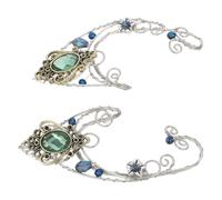 SOIMISS 2 Pendientes de Hadas de Cristal Verde, Diseño Elegante y No Perforados para Novias, Ideales para Bodas y Uso Diario