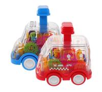 SOIMISS 2 Piezas Car Toy For Transparent Gear Push Car with Friction Powered Gears Non Electronic Vehicle For Montessori Learning and Early Mechanical Exploration