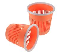 SOIMISS 2 Piezas Cesto de Basura Redondo de Plástico Pp, sin Tapa | Gran Capacidad, Anillo de Presión para Fijar Bolsa, Diseño Estable y Práctico, Color Naranja