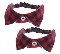 SOIMISS 2 Piezas Collar de Gato Ajustable con Cascabel y Pajarita de Diseño de Cuadro Rojo y Azul para Mascotas Fiestas y