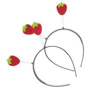 SOIMISS 2 Piezas diademas temáticos de fresa Accesorios para el cabello para niñas frambuesa fiesta de fresas Venda fresa diadema mujer fresa kawaii diadema de fresa roja el plastico
