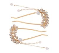 SOIMISS 2 Piezas Horquilla de Perlas Doradas Vintage Forma U Accesorios Cabello Mujer Niña Adornos Horquillas Postizo Moño Peinar Pelo