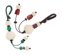 SOIMISS 2 Piezas Llavero Colgante de Loto Bodhi para Coche y Bolso Colgante Tallado de Madera, Correa para Teléfono Fácil Identificación Adecuado para Fiestas y Festivales
