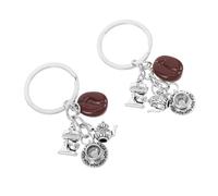 SOIMISS 2 Piezas llavero de grano de café Keychains para mochilas llavero de mochila colgante de cadena clave favores de la fiesta del café llavero taza de cafe Aleación de zinc Plata