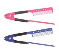 SOIMISS 2 piezas Peine Alisador de Pelo Forma de V Resistente al Calor Peine Plástico Duradero para Mujeres de Colores Rosa y Azul Cómodo y Ergonómico para Peinados Suaves y Naturales