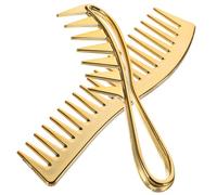 SOIMISS 2 piezas Peine de Dientes Anchos para Hombre de Peines de para Cabello Rizado y Mojado Herramienta de Estilismo para Desenredar y Moldear Color Dorado sin para Cabellos Grasos y