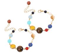 SOIMISS 2 piezas Pulsera Ajustable del Sistema Solar para Mujer Pulsera de Cuentas de Piedra Natural con Ocho Planetas y Estrellas Guardianas Brazalete Hecho Mano con Colores Vibrantes