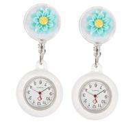 SOIMISS 2 Piezas Reloj De Bolsillo De Enfermera Reloj De Enfermera Retráctil es De IA para as Broche De De a Retráctil para as Blue Vidrio