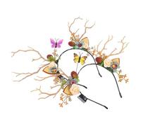SOIMISS 2 Tocados de Cuerno de Ciervo Luces LED para Fiestas de Navidad, Accesorios Cabello Flores Simuladas de Acero, Paquete de 2 Piezas Adultos