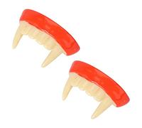 SOIMISS 2 Uds Beige Dentadura Embrujada Modelo Cosplay Mascarada Prop Tirantes Accesorios Rojo Zombie Decoración Miedo Fiesta Punk Resina Halloween Dientes Horror Zombies Colmillos