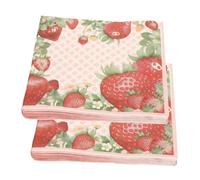 SOIMISS 20 hojas Servilletas Decorativas con Estampado de Fresa Unidades Papel de Pulpa Resistente y Absorbente para Fiestas y Celebraciones