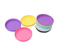 SOIMISS 20 Piezas Platillo Redondo de Plástico, 8,9cm, Compacto | Base Baja y Estable, Superficie Lisa Translúcida Esmerilada, para Oficina y Riego Diario Color Aleatorio