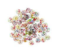 SOIMISS 200 piezas Botones de Madera Diseño Floral Pack para Manualidades Costura y DIY Botones Redondos Coloridos para Ropa Chaquetas y Accesorios