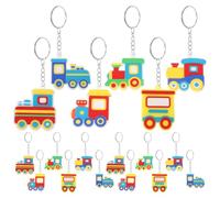 SOIMISS 24 piezas Llaveros Infantiles de Vehículos de Construcción PVC Llavero Tren y Camión Resistente para Mochila Regalo Fiesta Cumpleaños Niñas Accesorios Divertidos y Duraderos