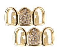 SOIMISS 2piezas Parrillas Dentales de Hip Hop Accesorios para Tapas Dentales Joyas de Zirconia Parrilla para Fiesta de Cosplay Accesorios para Disfraz de Rapero Metal