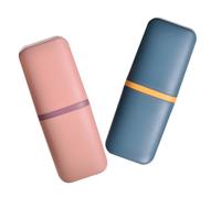 SOIMISS 2piezas Vaso de Enjuague de Viaje Soporte para Pasta de Dientes para Baño Escuela y Viajes de Negocio Color Azul Profundo y Rosa