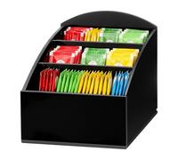 SOIMISS 3 Niveles Caja de Te Infusiones, Organizador de Infusiones en Acrílico, Para Té, Café, Especias, Encimeras de Cocina, Hotel o Café, Armarios, Despensa, Negro
