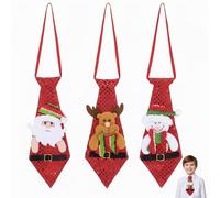 SOIMISS 3 piezas de corbatas navideñas divertidas, lentejuelas Papá Noel muñeco de nieve ciervo corbatas novedad Navidad adornos colgantes para corbata de Navidad niños, adultos accesorios navideños