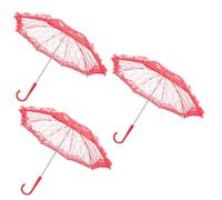 SOIMISS 3 Piezas Paraguas de Encaje Casamento decoração Wedding Decoration Paraguas Hecho a Mano de Novia gótico decoración Paraguas Transparente sombrilla de Boda de Encaje Hierro Rojo