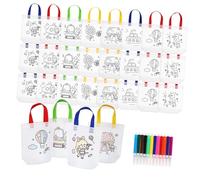 SOIMISS 32 Piezas Reutilizables para Colorear con Rotuladores Bolsas de Tela No Tejida para Fiestas Temáticas de Arte Diseños para Manualidades Infantiles Color Aleatorio Color Aleatorio