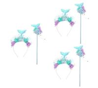 SOIMISS 3juegos Diadema y Varita De Sirena Para Niñas Accesorios De Disfraz De Mermaid Decoración De Fiesta Para Carnaval y Cosplay Set Diseño Encantador