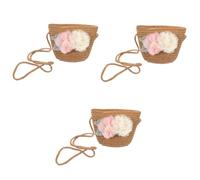SOIMISS 3piezas Bolso De Playa De para Niñas Bandolera Cruzada Woven Diseño Chic Ligero y Duradero para Vacaciones De Verano y Uso Diario