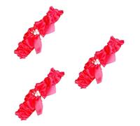 SOIMISS 3piezas Cinta De De Novia Perlas Accesorio De Boda Para Decoración De Piernas Banda De Encaje Lazo Rojo