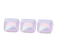 SOIMISS 3piezas Monedero De Sirena Púrpura Diseño Brillante Cartera Pequeña De PU Cremallera para Chicas y Mujeres para Monedas y Accesorios para Salidas y Compras