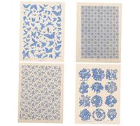 SOIMISS 4 hojas Papel de Transferencia para Cerámica de Alta Temperatura Calcas de Estilo Chino para Decoración de Arcilla Resistente y de Usar para Manualidades DIY