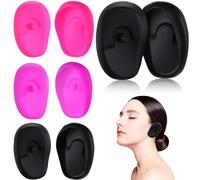 SOIMISS 4 Pares de Cubreorejas de Silicona Impermeables y Resistentes al Calor para Peluquería Orejeras Protectoras en Negro Rosa y Morado Accesorios Profesionales para Teñir el