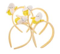 SOIMISS 4 Piezas Banana Plush Headband Cute Food Hair Hoop For Face Washing Spa Halloween Christmas Tropical Party Accessories Reusable Hairband For Skincare And Monkey Cosplay