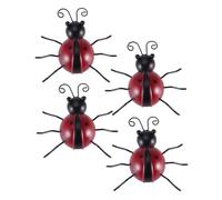 SOIMISS 4 piezas Escultura Metálica de Mariquita para Jardín Decoración de Pared de Hierro Resistente para Interior y Exterior Ornamento y Realista para y Patio Color Color Aleatorio