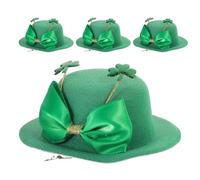 SOIMISS 4 Pinzas Pelo con Sombrero de Copa Verde, con Lazo de Hoja de Tres Puntas para Fiestas Irlandesas de Marzo
