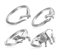 SOIMISS 4piezas Anillos Dinosaurio Aleación Ajustables Para Mujeres Hombres Adolescentes Anillos Decorativos