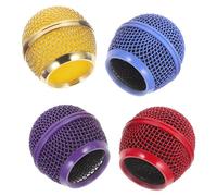 SOIMISS 4piezas Cabezal de Malla para Micrófono Cubierta de Malla Compatible Repuesto de Rejilla de Micrófono Color Dorado Rojo Morado para Uso Estudio Escenario o Grabación