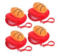 SOIMISS 4piezas Monedero de Peluche con Diseño Deportivo Kawaii Mini Cartera Spherical para Auriculares, Monedas y Baratijas, Adecuado para Uso Diario y Viajes