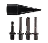 SOIMISS 5 Brocas para Partir Madera, Taladro Partidor de Leña, Acero al Carbono, 5 Piezas, Negro, para Troncos y Madera, Hogar y Taller