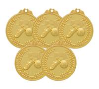 SOIMISS 5 Piezas Medallas de Fútbol Doradas para Medallas Metálicas Deportivas con Cinta Arcoíris Premios para Competencias y Infantiles