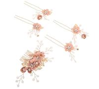 SOIMISS 5 piezas Peine de Horquilla para Novia con Flores y Perlas Rosas Accesorios de Cabello Hechos a Mano para Peinados Nupciales para Novias Damas de Honor y Niñas de Flores Bodas
