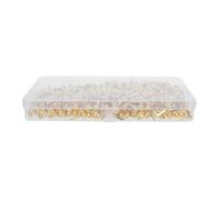 SOIMISS 500 Unidades Clavos Metálicos Cabeza de Hongo Dorada de 8mm Dos Patas, Caja de Almacenamiento, Ideales para Manualidades y Proyectos de Papel, Hierro Resistente y Diseño Elegante