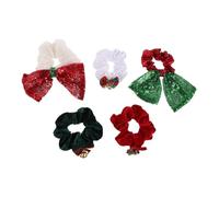 SOIMISS 5piezas Coleteros Navideños para Mujer con Cascabel y Lazo Bandas Elásticas Pelo con Lentejuelas Accesorios para Eventos Festivos de Temporada