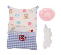 SOIMISS Accesorios para Muñecas Conjunto de Cama Edredón Almohada y Máscara Ocular Accesorios de Cama para Casa de Muñecas Diseño Adorable y