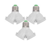 SOIMISS Adaptador convertidor de portalámparas E27 a doble E27 en forma de Y, set de 3 unidades, blanco, con casquillo ignífugo y resistente a altas temperaturas para bombillas LED y